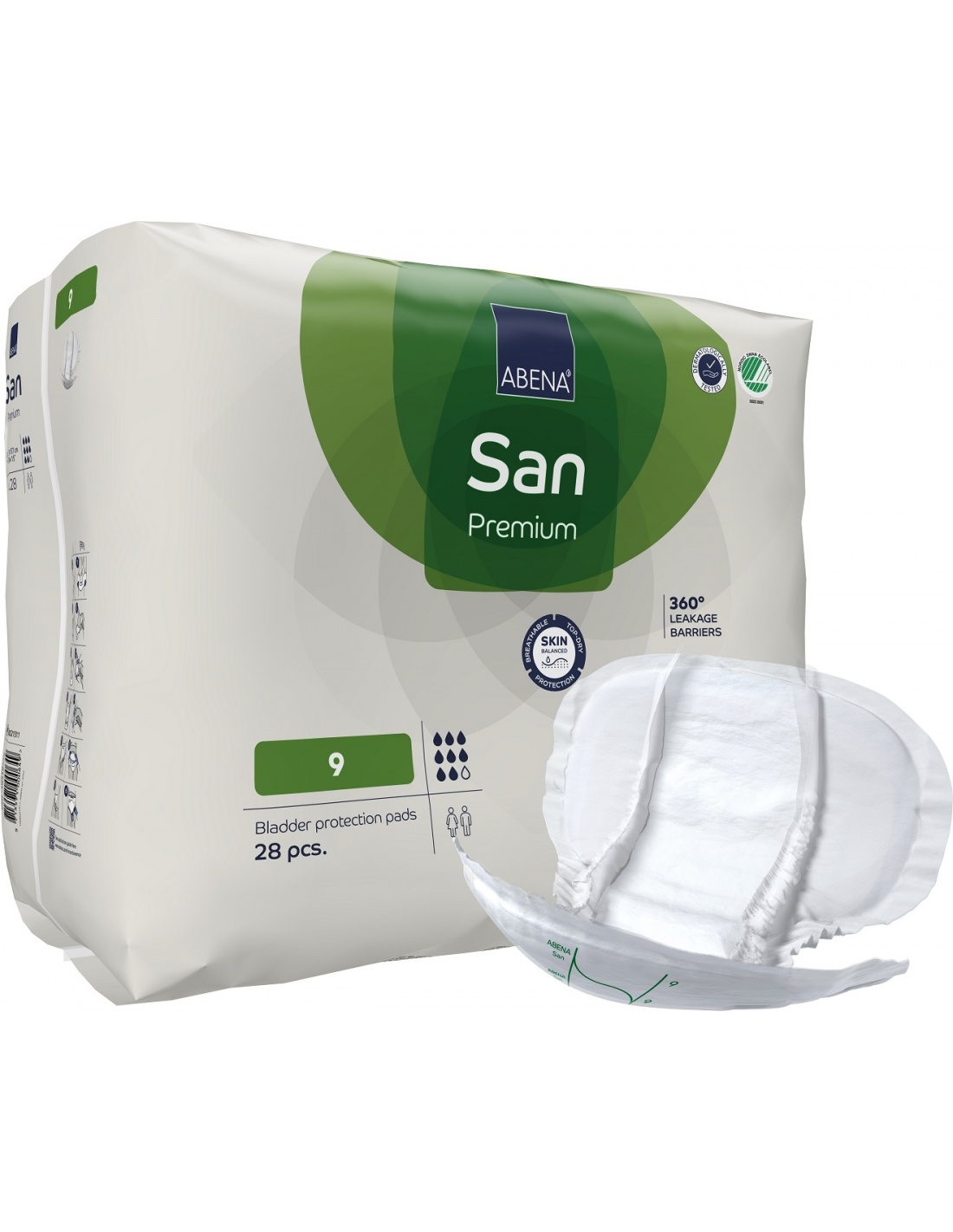 Abena San - 9 - Premium, Absorbante anatomice incontinenta - 2400 ml - 28 buc