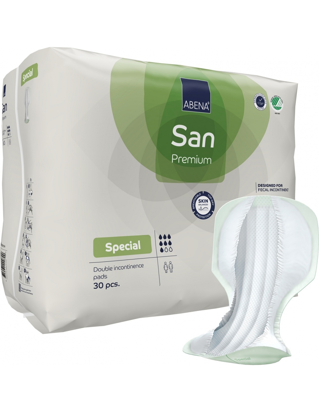 Abena San Special - Absorbante anatomice incontinenta fecala - 2000 ml - 30 buc