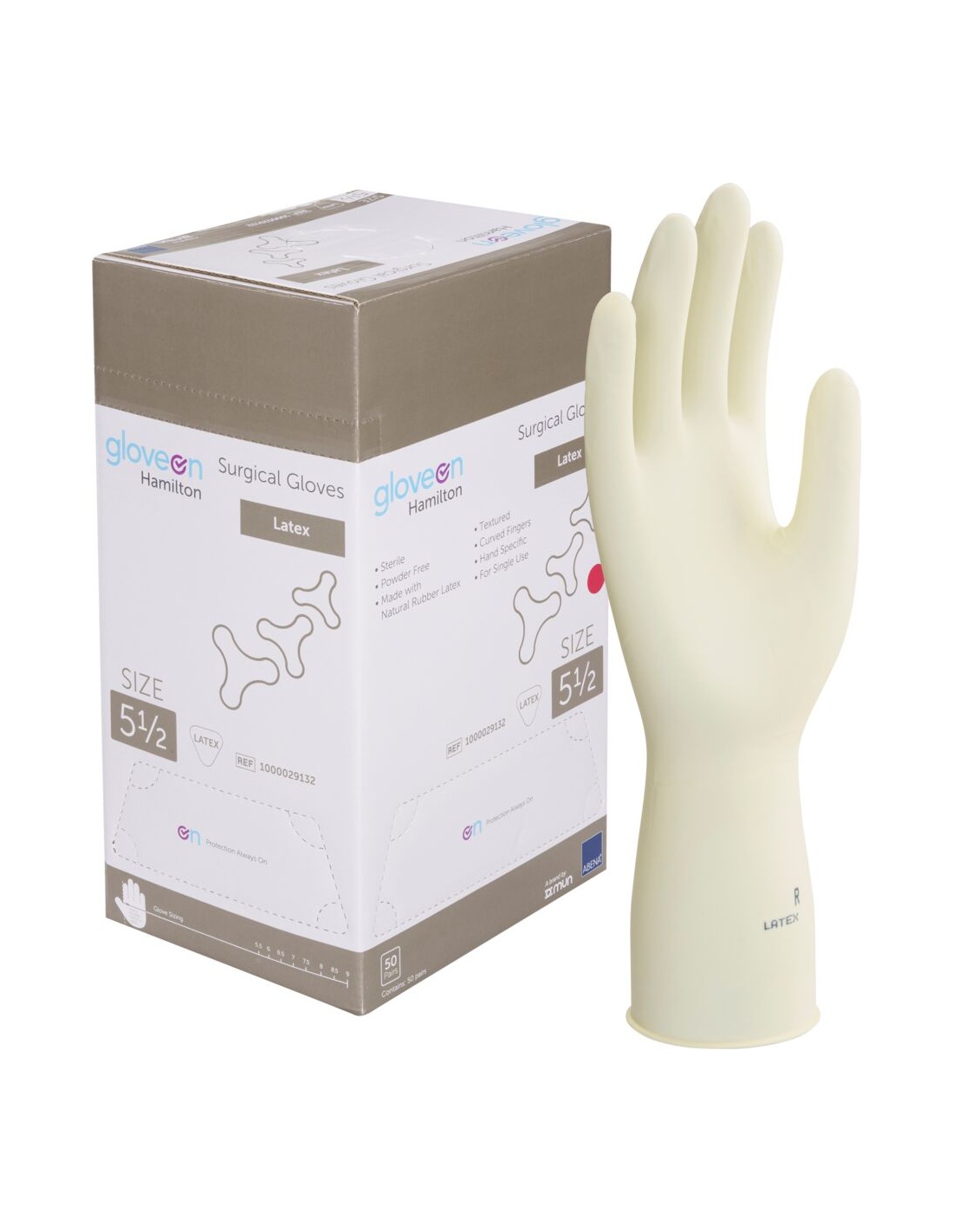 Manusi chirurgicale sterile din latex Gloveon Hamilton nepudrate - 50 perechi