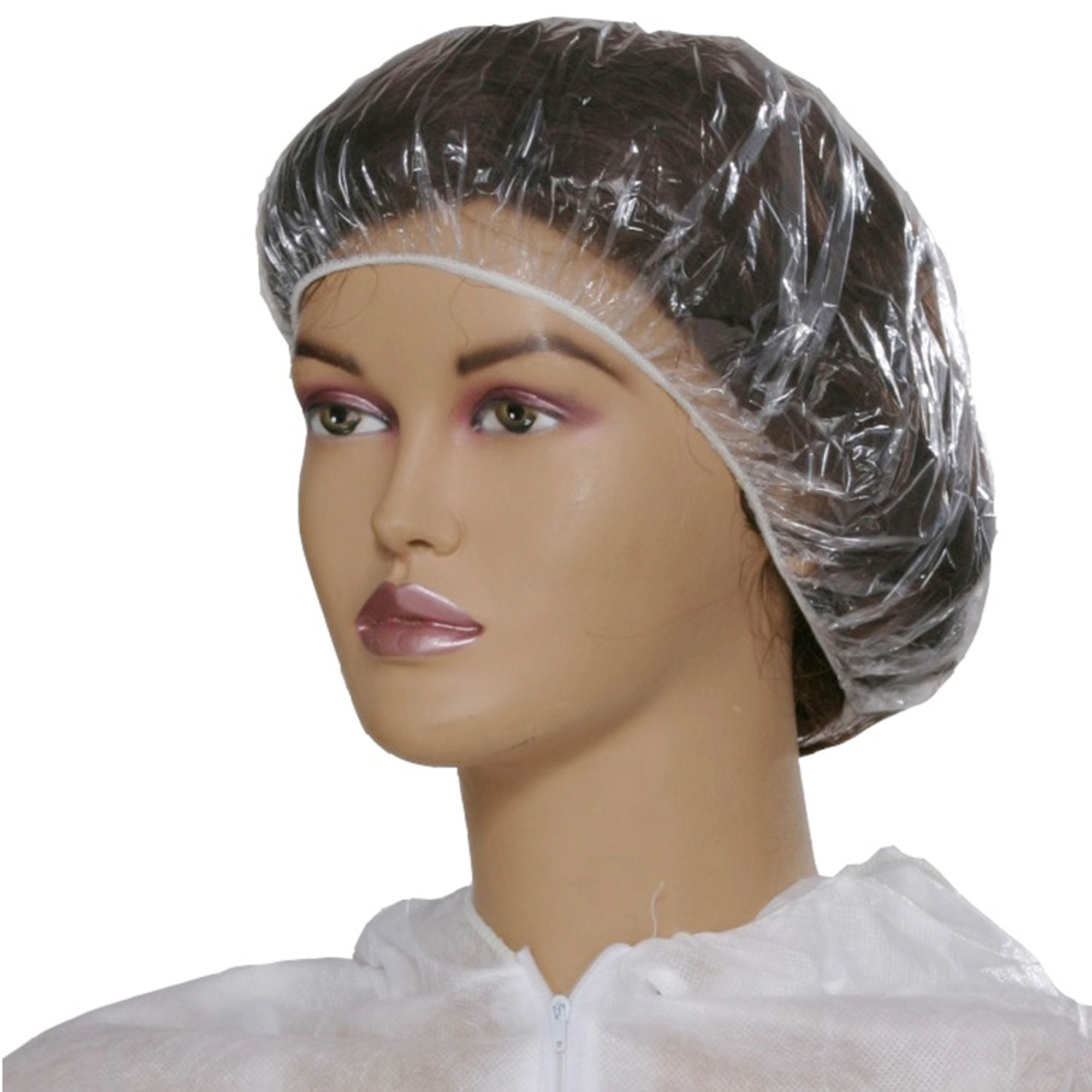 Boneta din plastic LDPE PRIMA, transparenta, cu elastic - 100 bucati