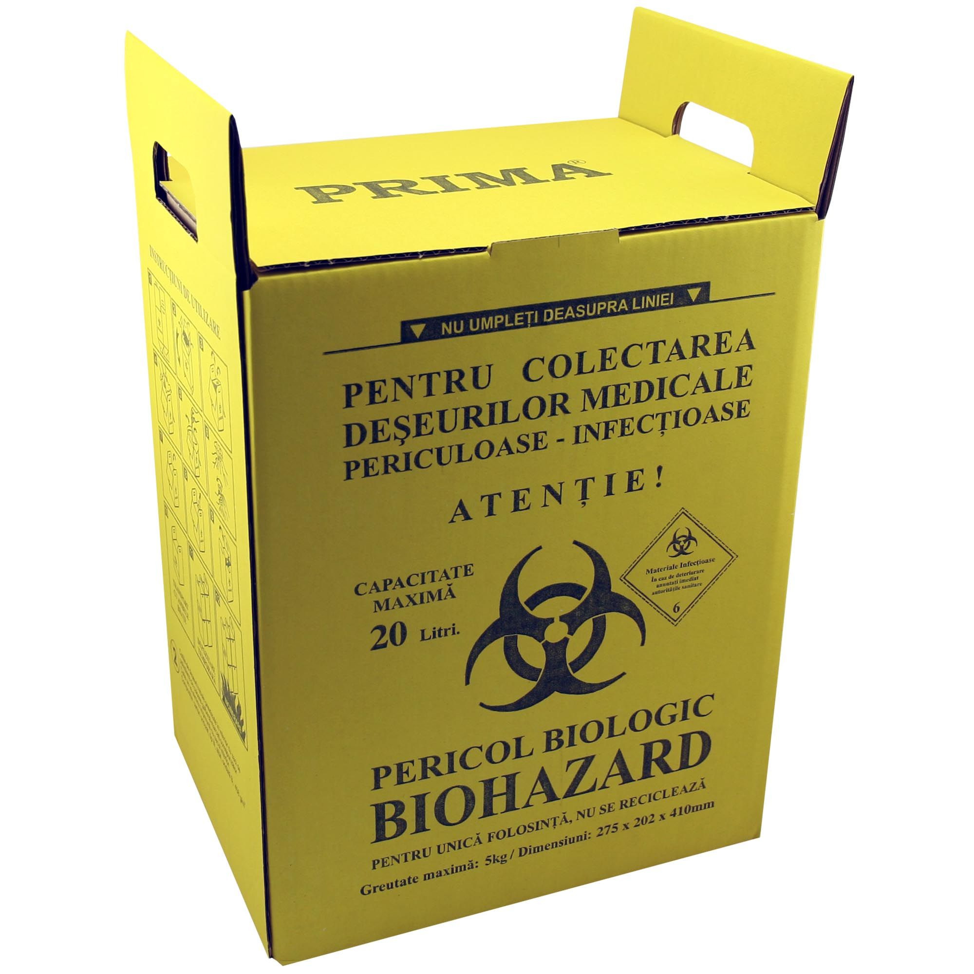 Cutie incinerare deseuri infectioase 20litri - 1 bucata