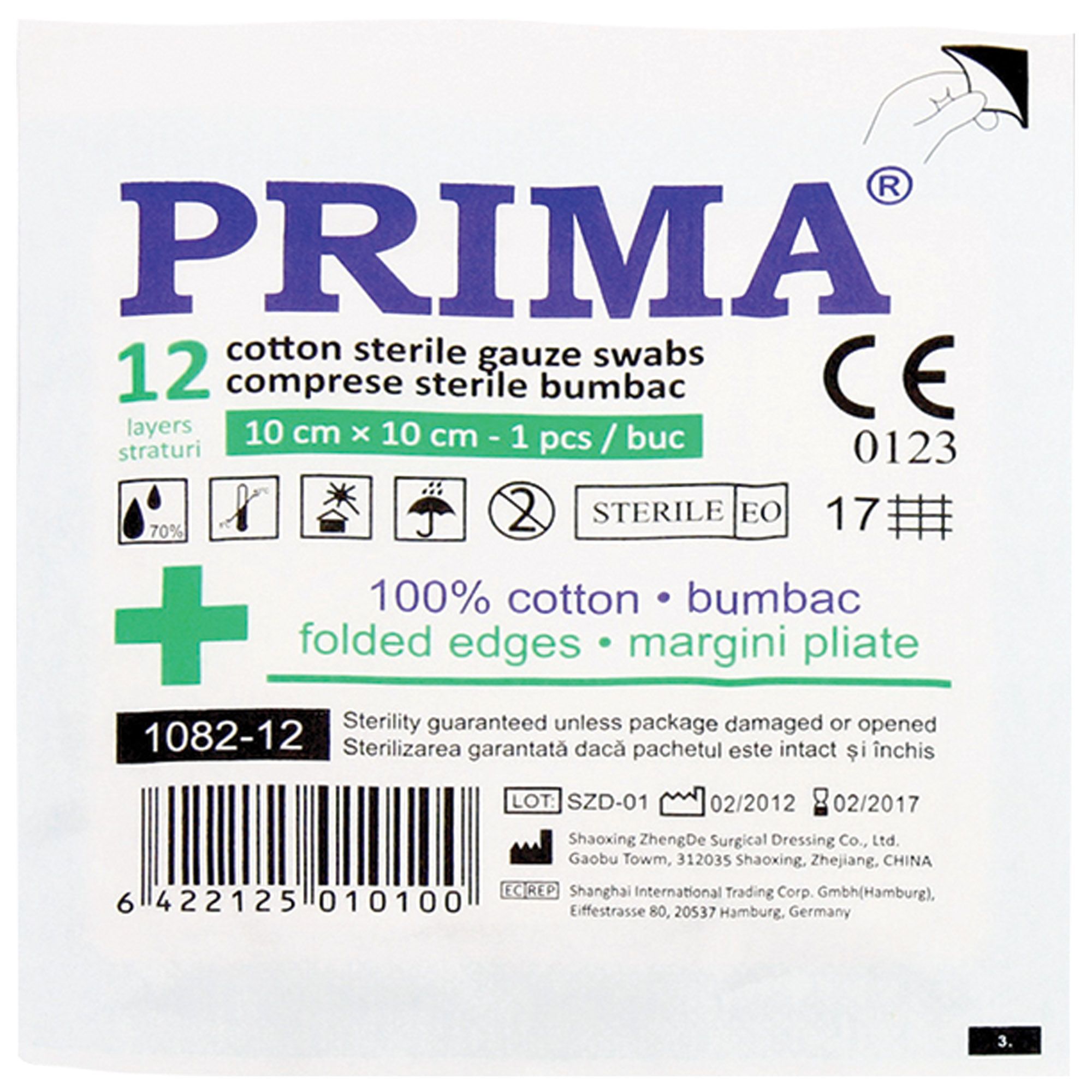 Comprese sterile tifon 10x10cm, 1 compresa pliata - 12 straturi pe plic