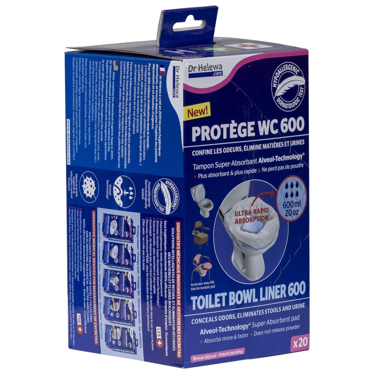 Punga igienica cu pad absorbant pentru vasul de toaleta - 20 bucati