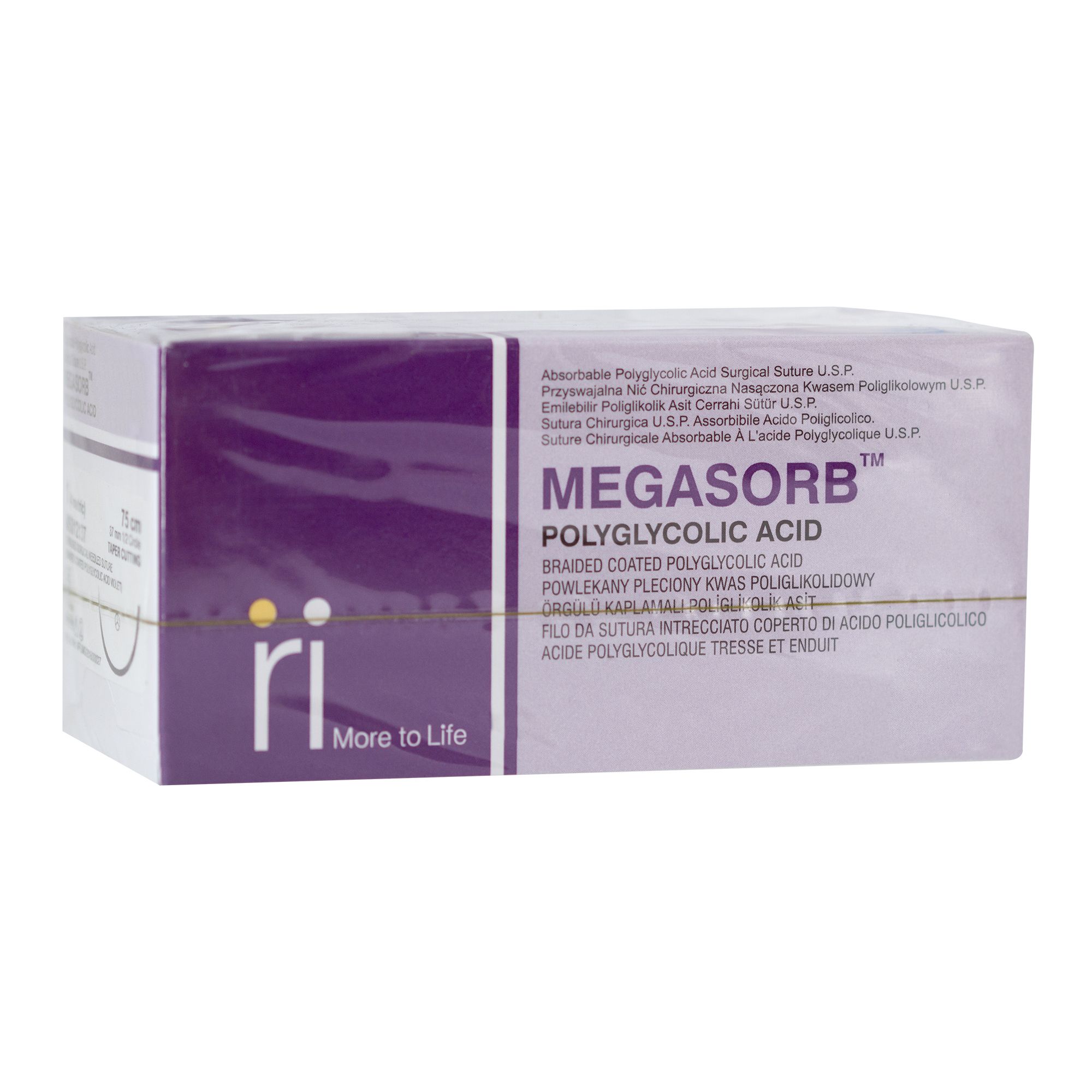 Sutura din acid poliglicolic, resorbabila, fir violet, USP 3, ac cu varf taietor1/2, cerc lungime 26mm - 12 bucati