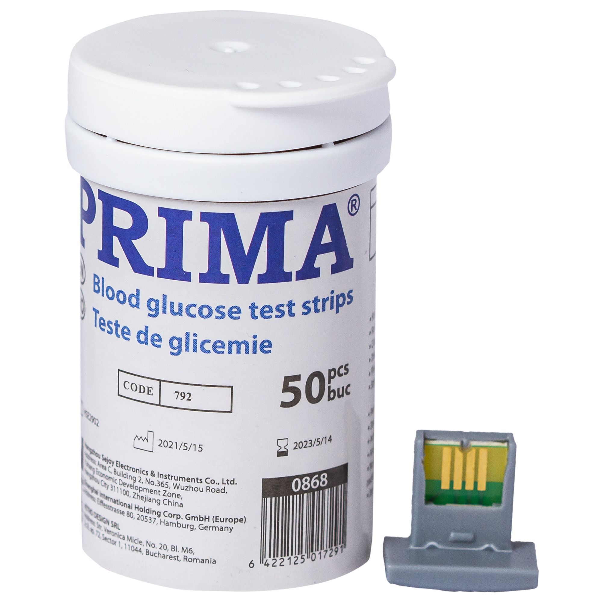 Teste glicemie cu dispozitiv de calibrare pentru glucometru Prima (50 bucati)