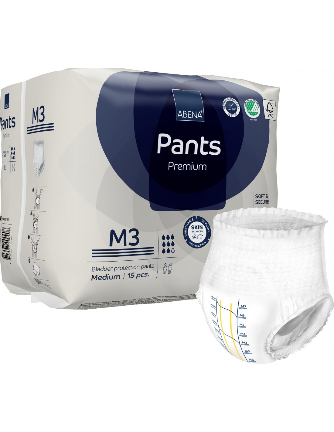 Abena Pants M3, chilot incontinenta adulti 2400 ml - 15 bucati