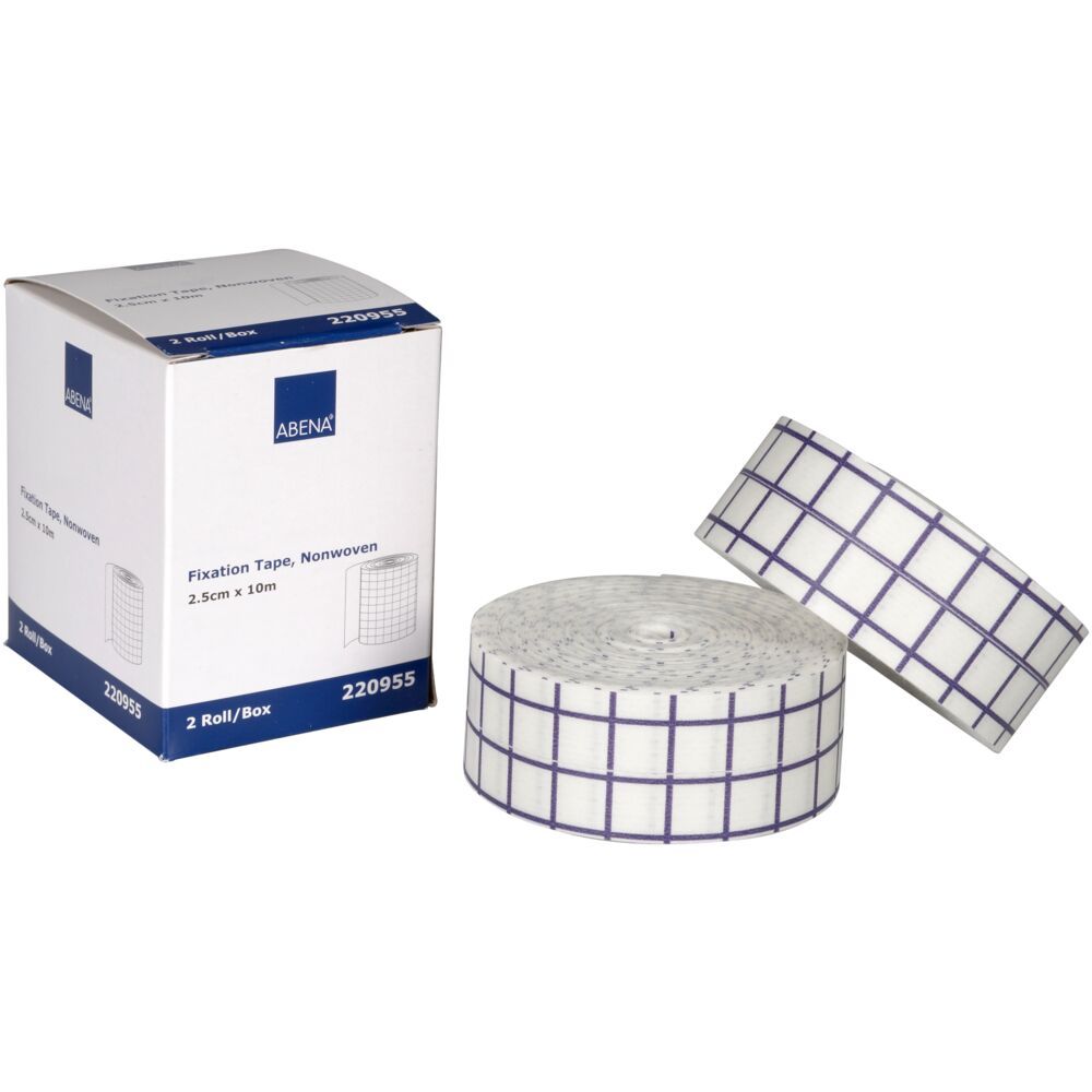 Bandă de fixare ABENA – 10 m x 2,5 cm. alba, elastica, nesterila, 2 role/cut