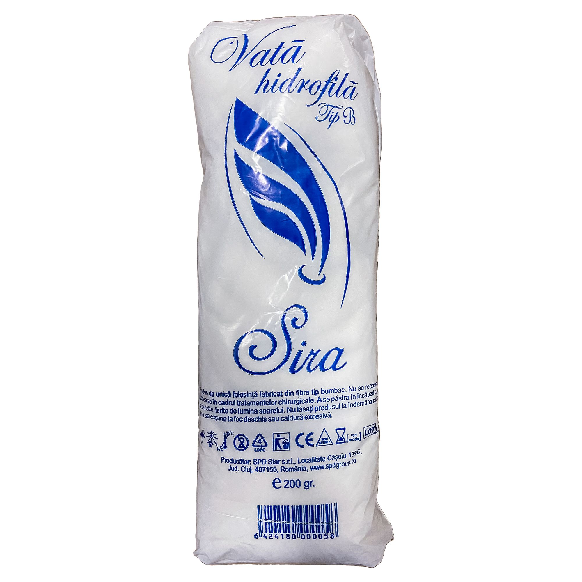 Vata Hidrofila tip B, 200g, nesterila, 1 punga