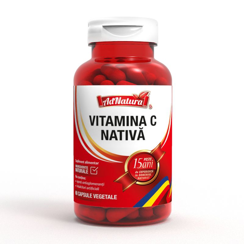 Vitamina C Nativa pentru sistemul imunitar in timpul exercitiilor fizice, Ad Natura, 60 capsule