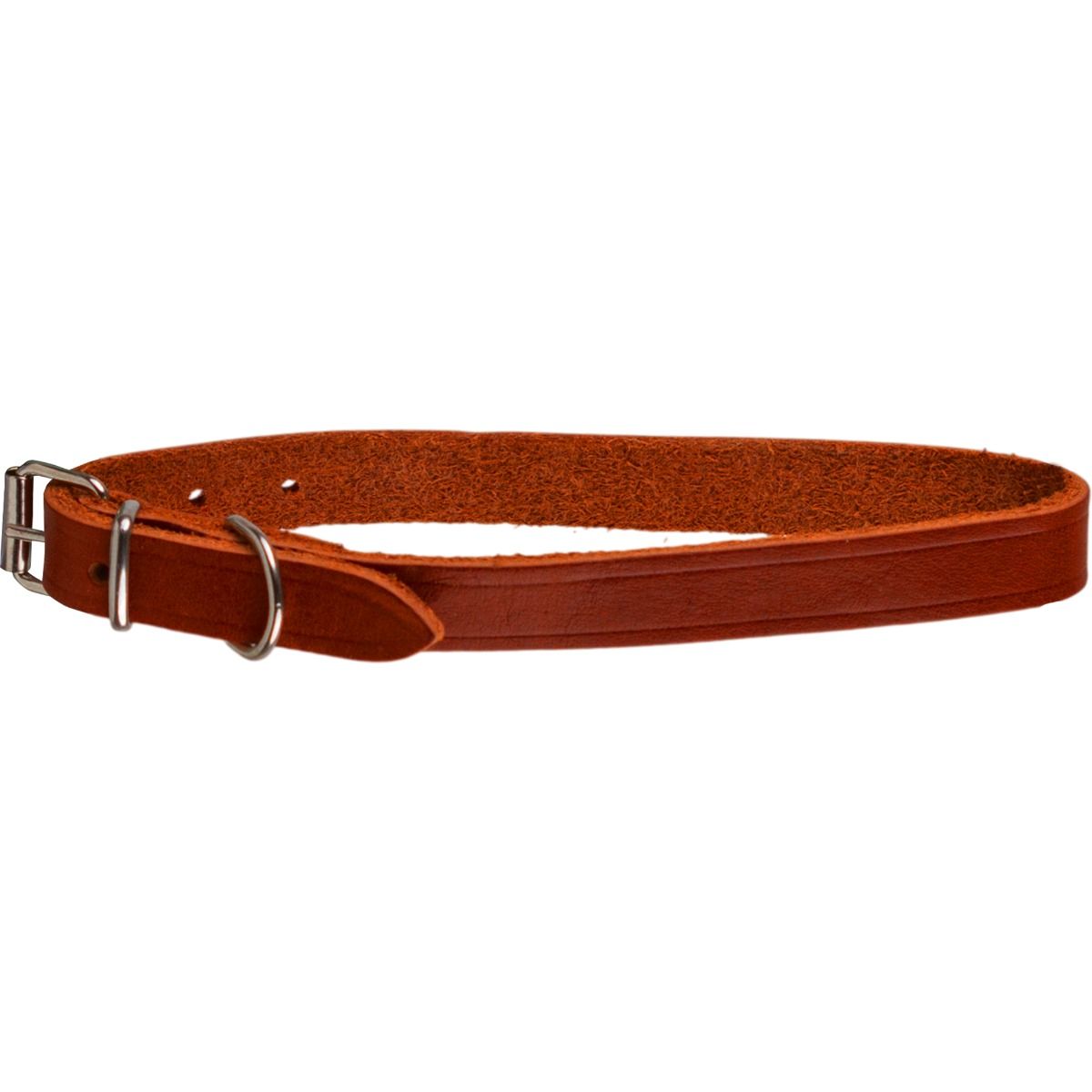 Zgarda din piele naturala pentru caini medii 29-35 cm, maro, reglabila, 15 mm latime, Tuscany