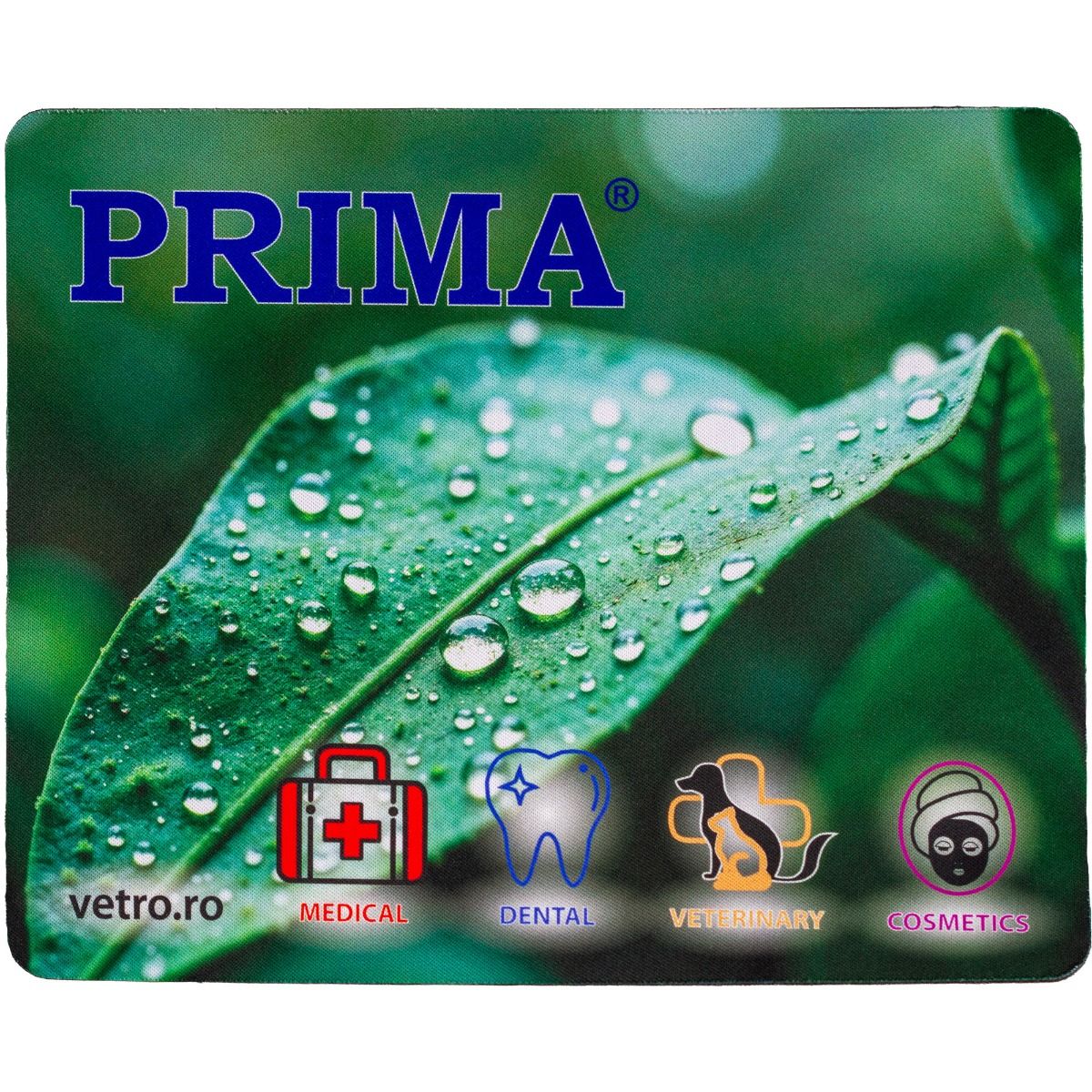 Mouse pad PRIMA 18 x 22 cm, suprafata poliester, baza cauciuc antiderapant, model frunza cu picaturi de roua