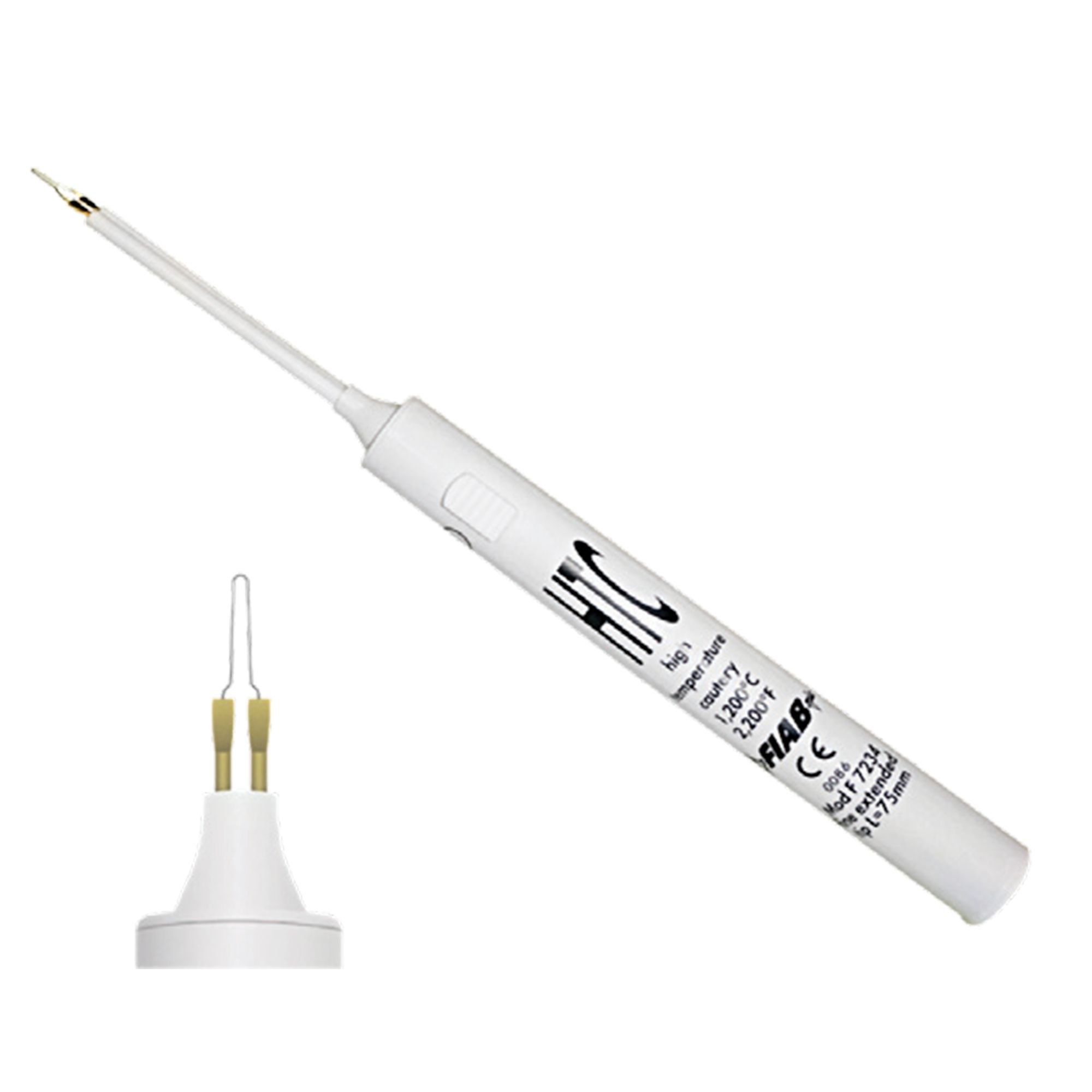 Electrocauter bipolar F7234 de unica folosinta, 1200°C, varf fin lung pentru acces dificil, 75x210 mm