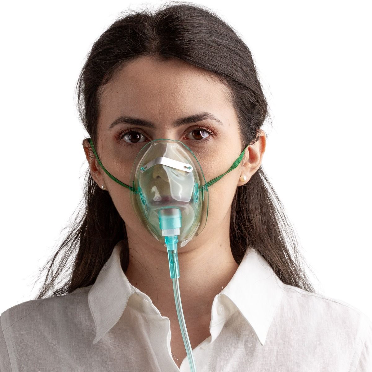 Masca de oxigen pentru adulti L, PRIMA pentru respiratie, furtun 255 cm, PP PVC, alb verde