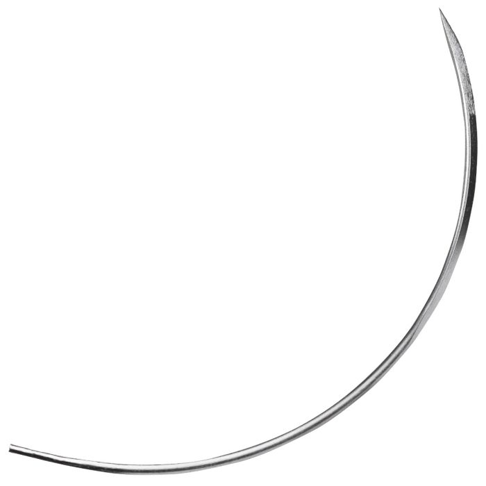 Ace chirurgicale veterinare tip BF, cu varf triunghiular (reverse cutting), 3/8 Curb, cu 2 ochiuri, diverse lungimi, nesterile, din inox, 12 bucati
