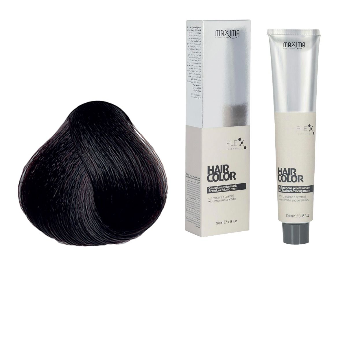 Vopsea profesionala de par, 3.99 Saten ciocolata neagra, MAXIMA, 100ml