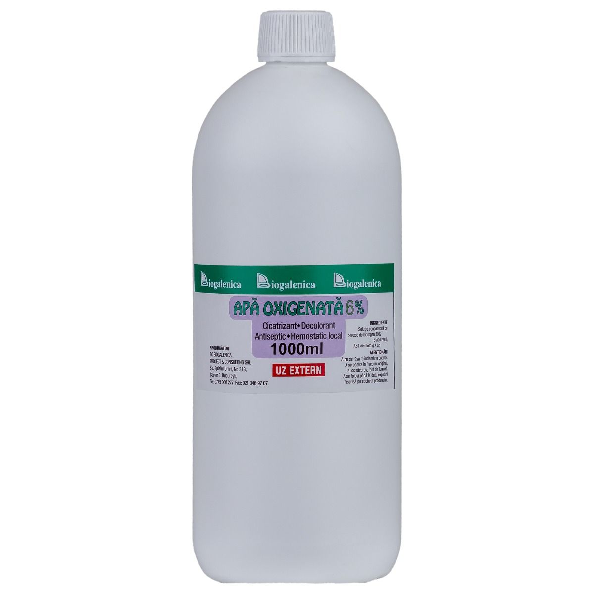 Apa oxigenata (peroxid de hidrogen) 6% 1000 ml, antiseptic, cicatrizant, hemostatic, decolorant
