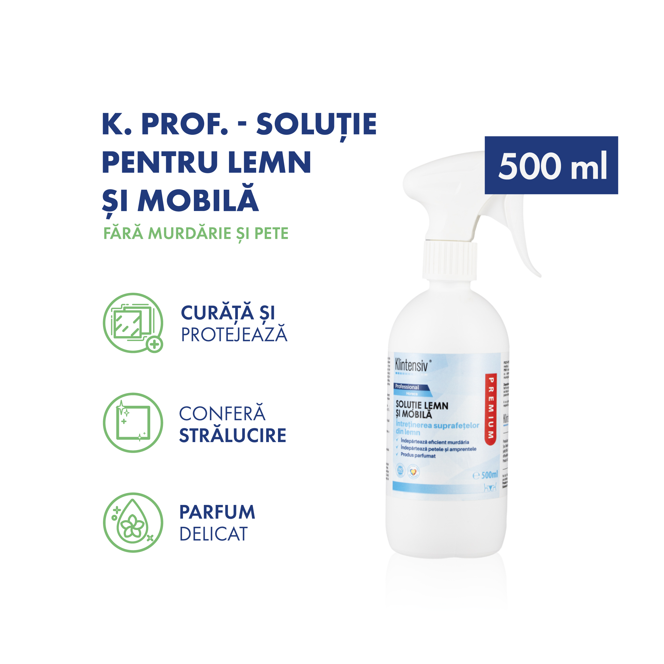 Klintensiv Soluție lemn și mobilă – Detergent gata de lucru pentru mobilier din PAL, lemn lăcuit și suprafețe laminate