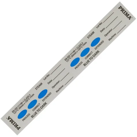 Indicator chimic strip dublu Clasa 5 pentru sterilizare cu abur, PRIMA, 140×20 mm, 250 bucati