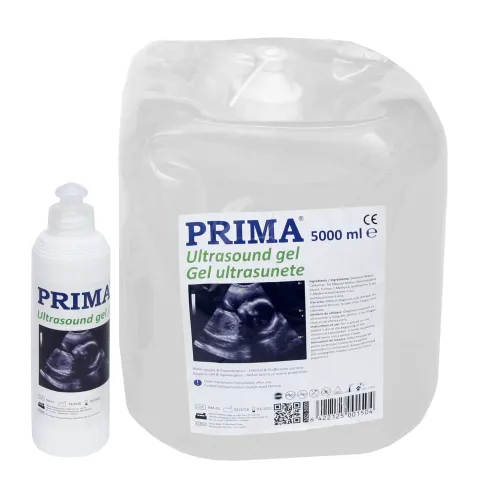 Gel ultrasunete PRIMA, pentru ecografie, transparent, 5 litri, cu dozator si flacon 260 ml