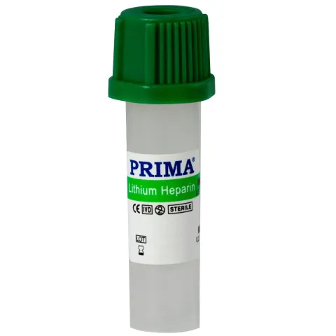 Microtainer cu Litiu Heparina 0.5 ml, Capac Verde, Tub Colectare Sange Capilar pentru Plasma, PRIMA, 50 bucati