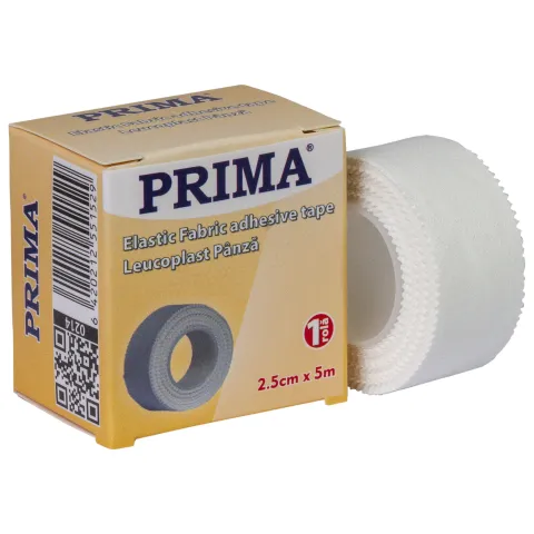 Leucoplast rola, panza cu zinc oxid, 2.5 cm x 5 m, alb, hipoalergenic, medicinal, pentru fixarea pansamentelor, PRIMA