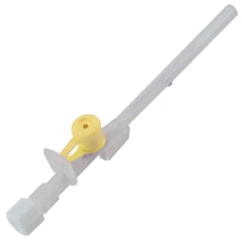 PRIMA Branule cu valva si cateter F.E.P. radioopac, 24G Int/Ext-Dia: 0.5/0.7 x 19mm galben, Luer Lock, Sterile, CE, 100buc