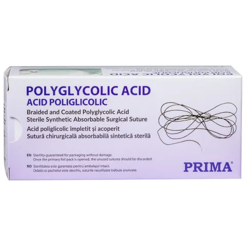 Sutura acid poliglicolic 75cm, resorbabila, ac cu varf taietor 3/8, 16mm, USP 3/0, 12 bucati/ cutie