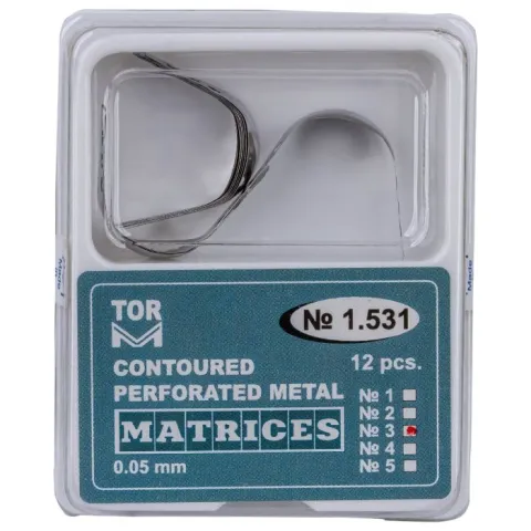 Matrici dentare metalice perforate conturate, diverse marimi Nr. 1-4, grosime 0.050 mm, set 12 bucati