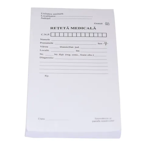 Retetar prescriptii medicale PRIMA, pentru cabinete medicale, A6, 100 file