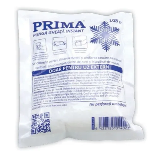PRIMA Punga Gheata Instant, 13x15cm, nitrat de amoniu si apa, 105gr pentru uz extern, 1bucata
