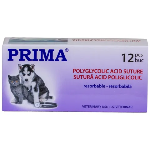 Sutura chirurgicala acid poliglicolic PRIMA 75cm ac Tapercut 1/2 30mm USP 1, uz veterinar, 12 bucati