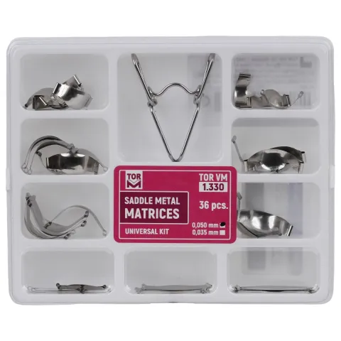 Set 36 bucati matrici metalice tip Sa cu arc 1.330, grosimi 0,035 mm si 0,050 mm, otel inox
