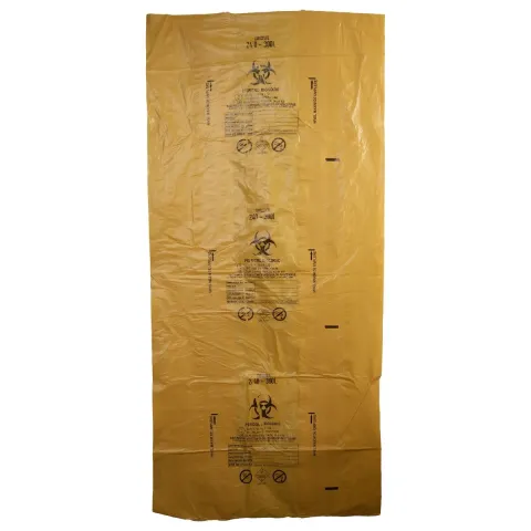 Saci galbeni pericol biologic 240L BIOHAZARD ADR, 60 microni, 50 bucati - saci deseuri medicale certificati
